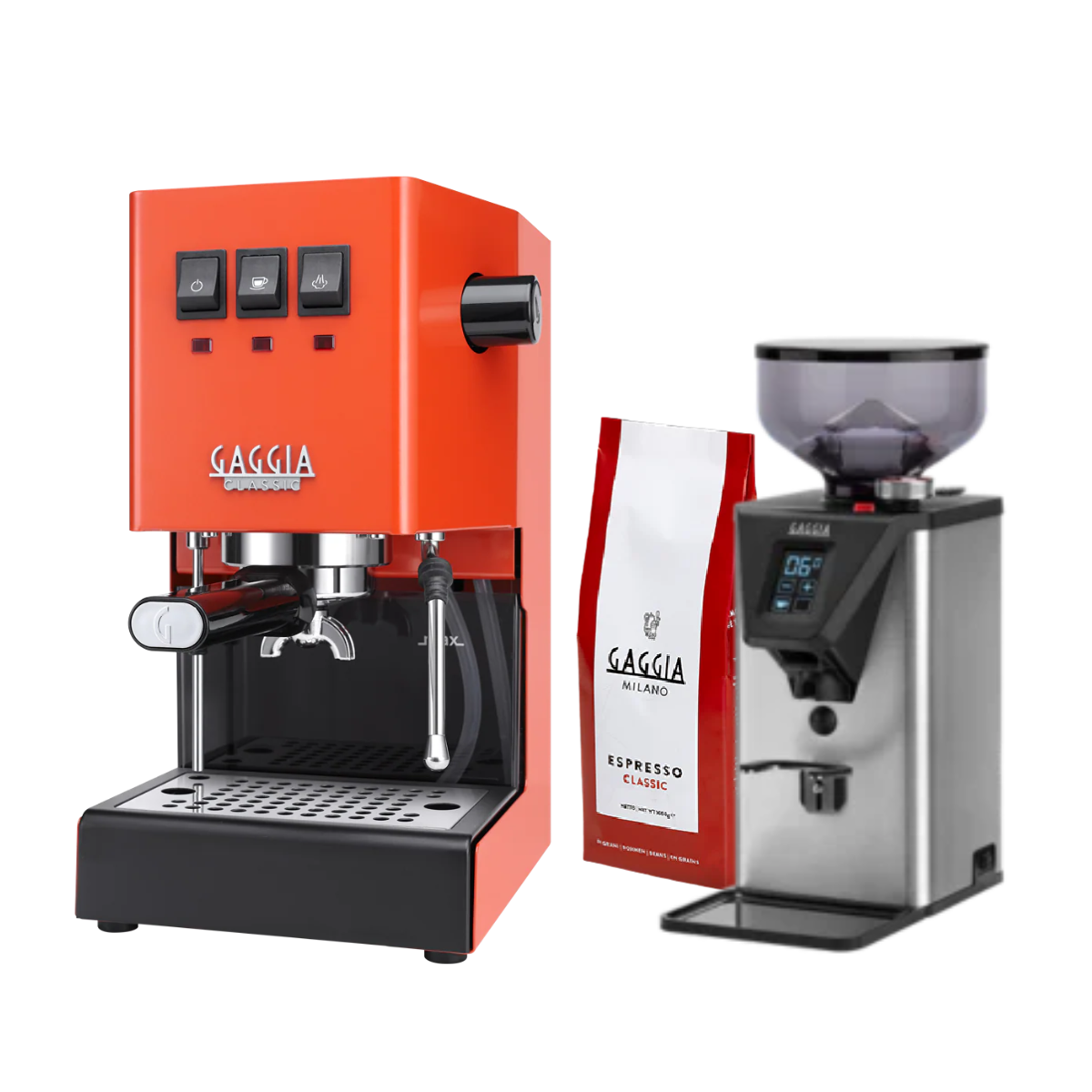 Gaggia Classic E24 PRO Pakke Oransje - Inkluderer MDF55 kvern og 1 kg Classic kaffe