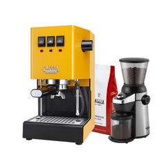 Gaggia Classic E24 Pakke Solgul - Inkluderer MD15 kvern og 1 kg Classic kaffe