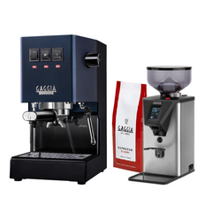 Gaggia Classic E24 PRO Pakke Blå - Inkluderer MDF55 kvern og 1 kg Classic kaffe
