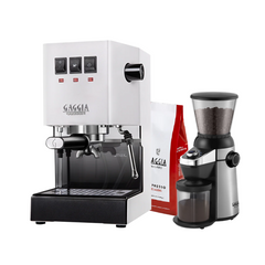 Gaggia Classic E24 Pakke Hvit - Inkluderer MD15 kvern og 1 kg Classic kaffe